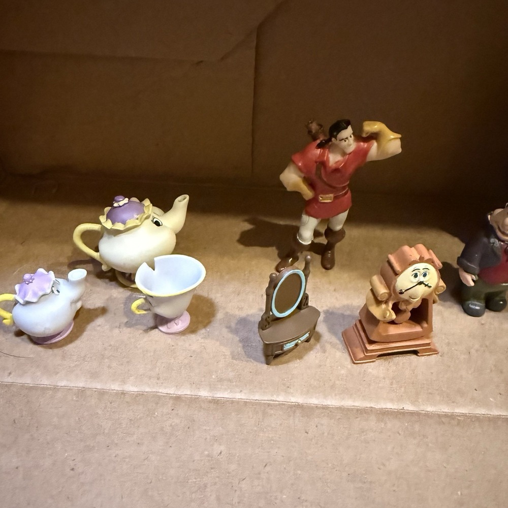 Disney Beauty & The Beast PVC Figures Lot Potts Chip Lumiere Gaston Cake Toppers - Picture 2 of 5
